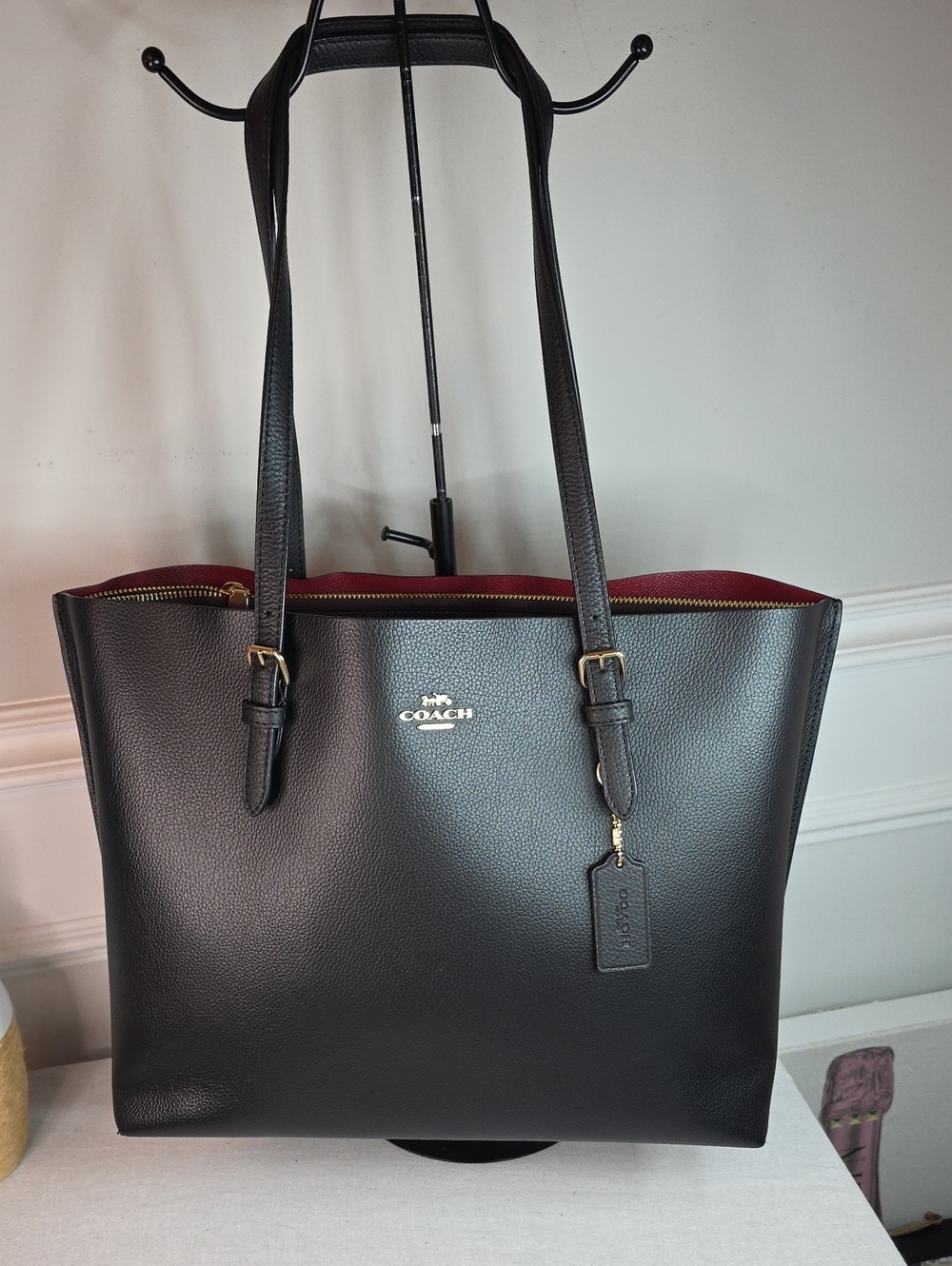 Coach MollieTote Black with Red Interior Trim